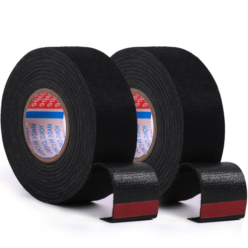 ZZJMCH 2 Rolls Black Wire Harness Cloth Tape, Speaker Wiring Harness Cloth Tape, for Automobile Electrical Wire harnessing Noise Dampening Heat Proof (Width: 32mm, Length: 50Ft) - Image 1